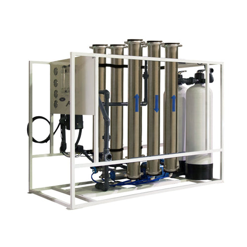 Crystal Quest high flow reverse osmosis system, 10,000 GPD, commercial RO with stainless steel membrane housings
