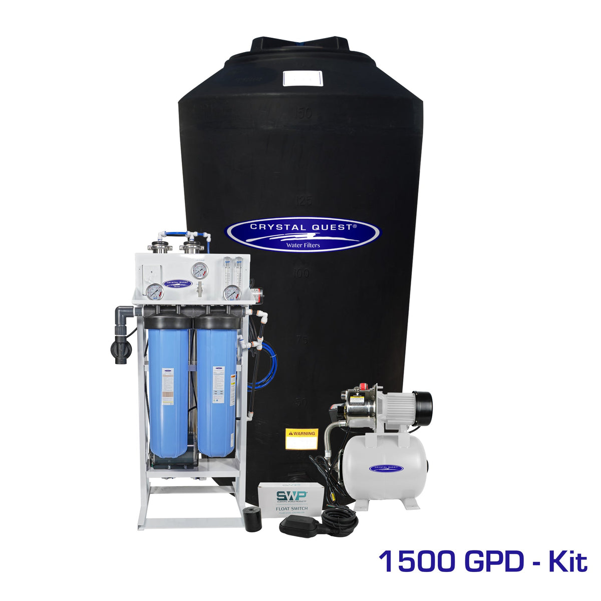 Crystal Quest whole house reverse osmosis system 1500 GPD with 165 gallon storage tank kit