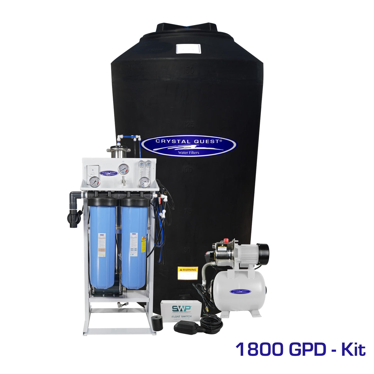 Crystal Quest whole house reverse osmosis system 1800 GPD with 165 gallon storage tank kit