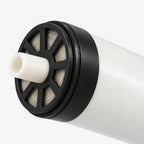 Close-up of the end cap and permeate tube of the 2.5" x 14" RO membrane