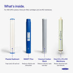 What's inside the 400 GPD complete pack: three prefilters and one 2.5" x 21" RO membrane