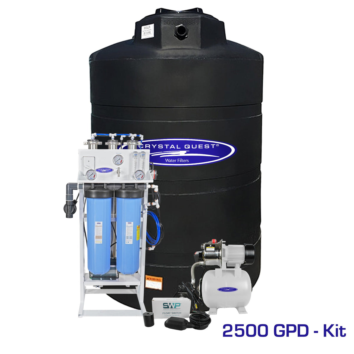 Crystal Quest whole house reverse osmosis system 2500 GPD with 500 gallon storage tank kit