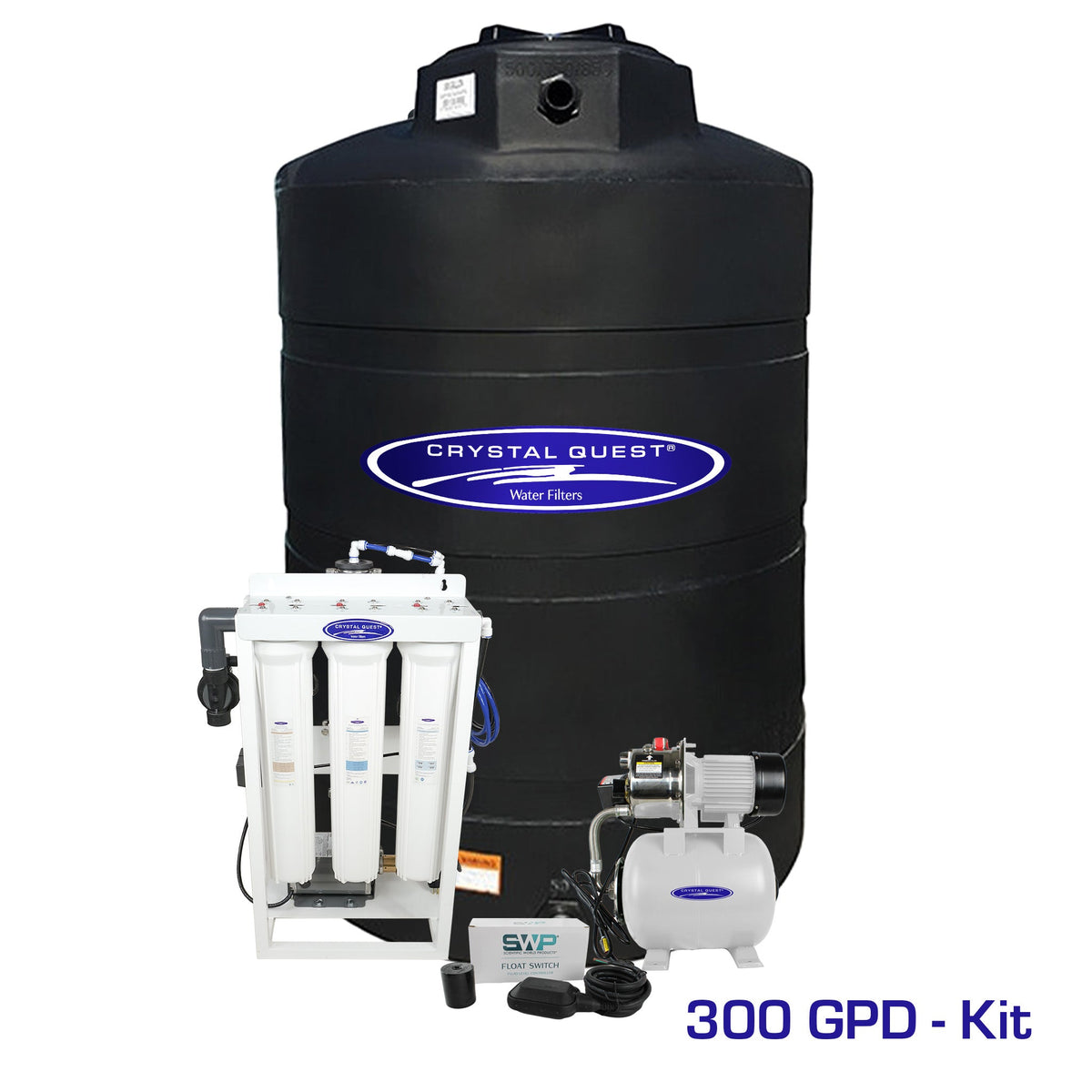 Crystal Quest whole house reverse osmosis system 300 GPD with 500 gallon storage tank kit, alternate view