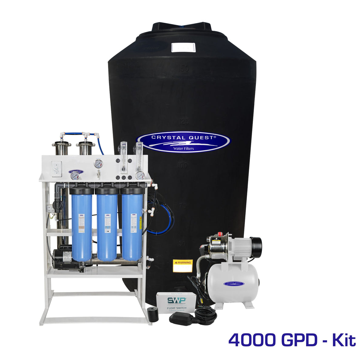 Crystal Quest whole house reverse osmosis system 4000 GPD with 165 gallon storage tank kit