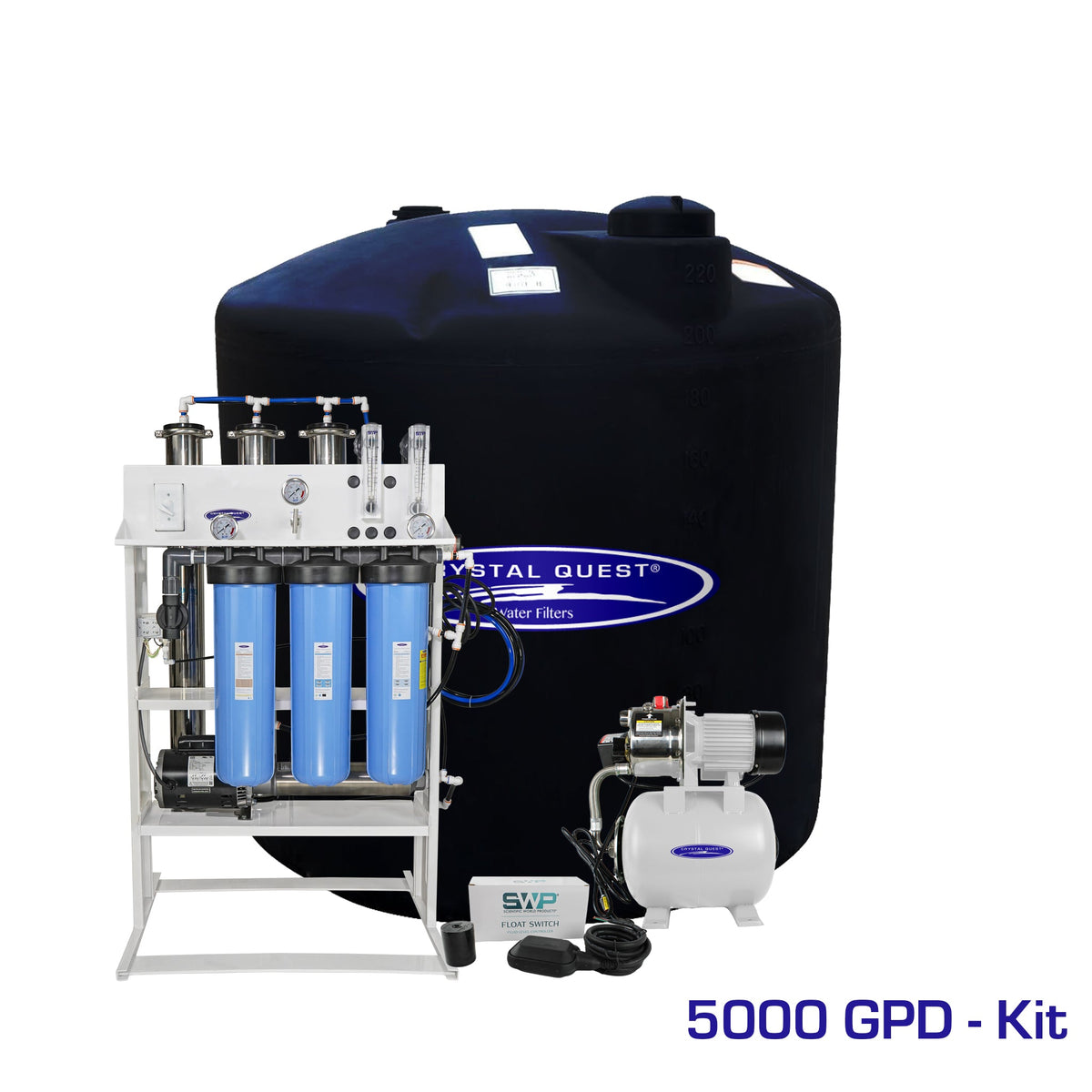 Crystal Quest whole house reverse osmosis system 5000 GPD with 220 gallon storage tank kit