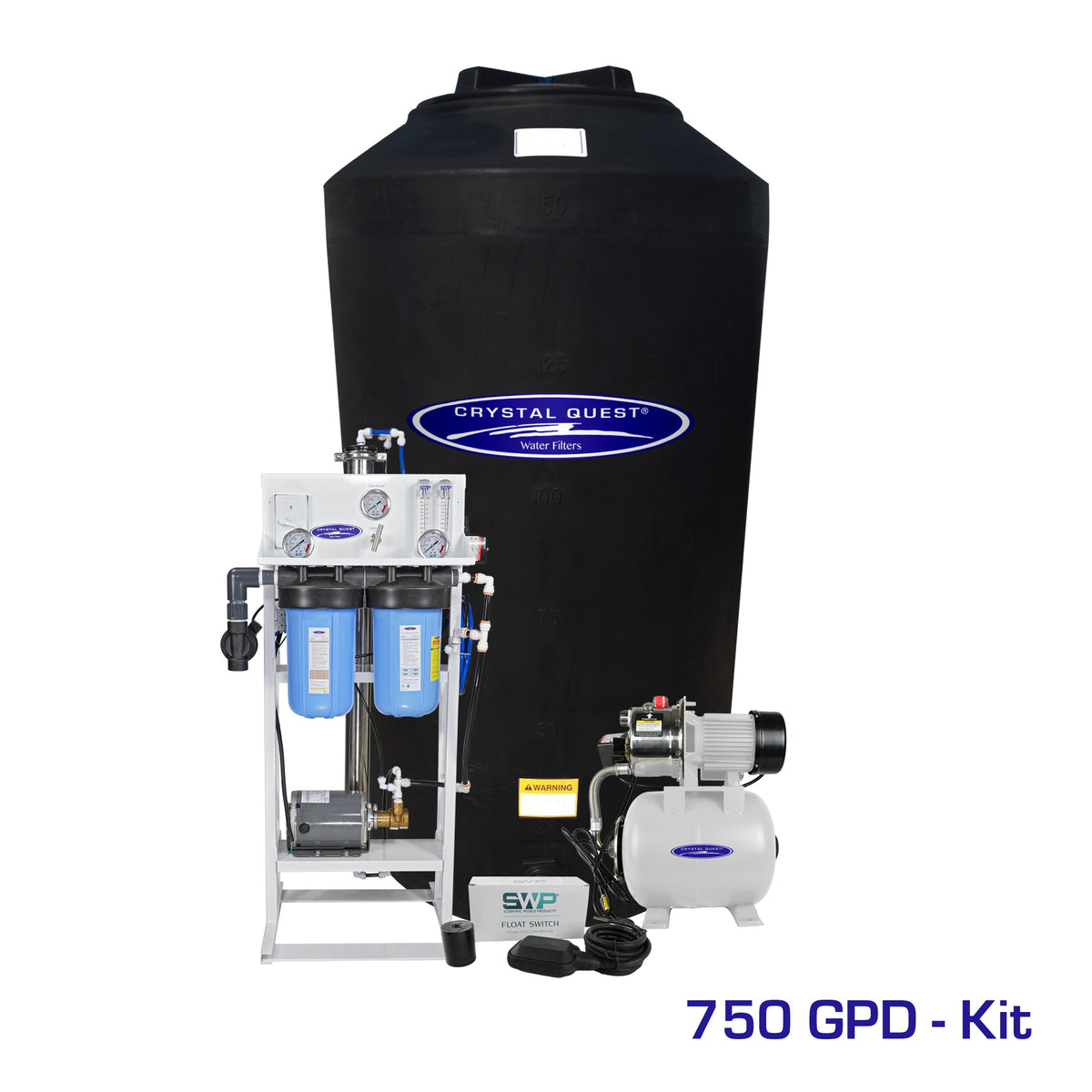 Crystal Quest whole house reverse osmosis system 750 GPD with 165 gallon storage tank kit