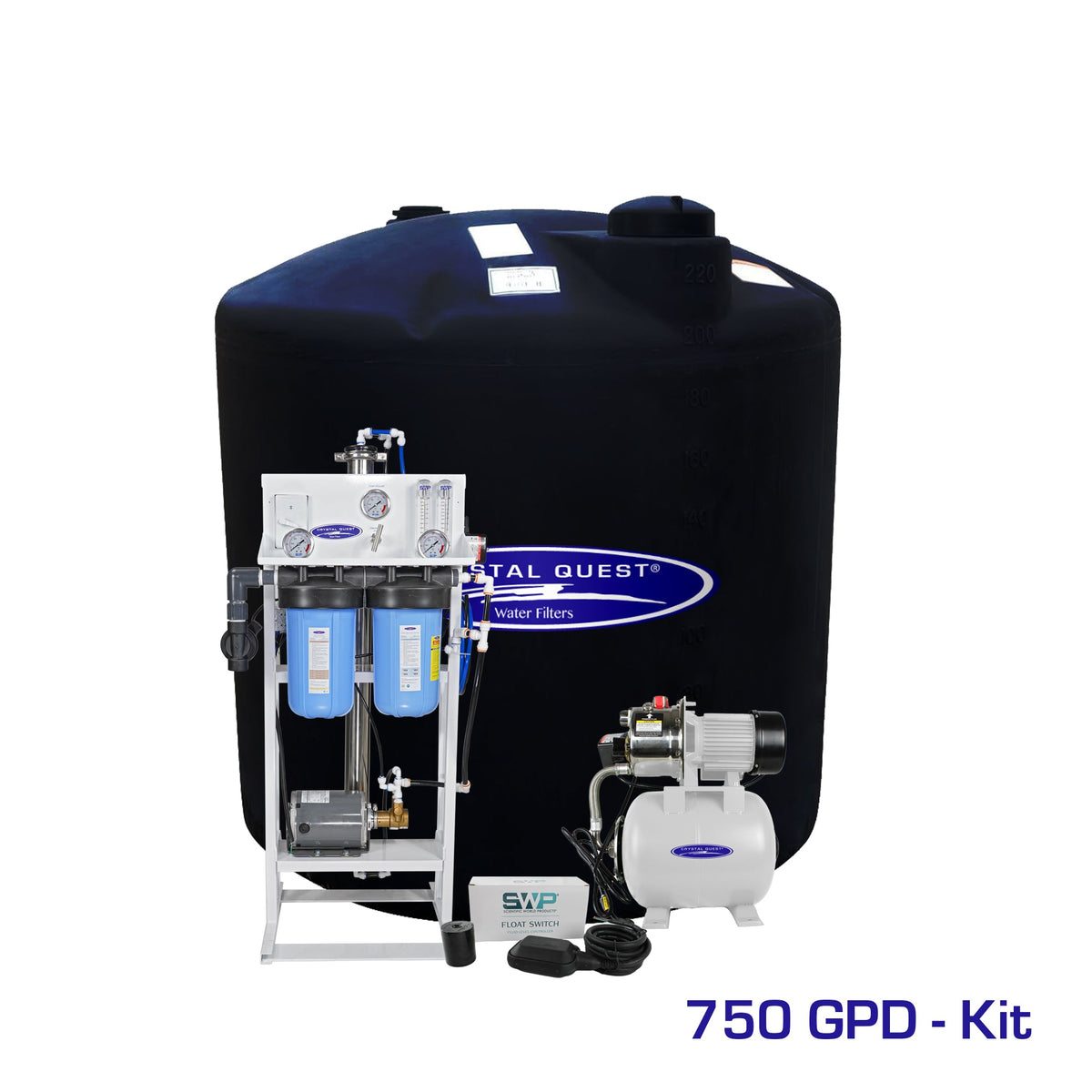 Crystal Quest whole house reverse osmosis system 750 GPD with 220 gallon storage tank kit