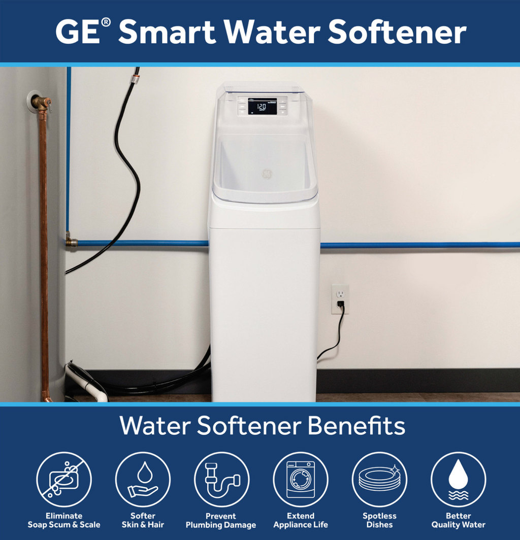 GE Smart Water Softener 30,000 Grain Capacity with Integrated Filtration