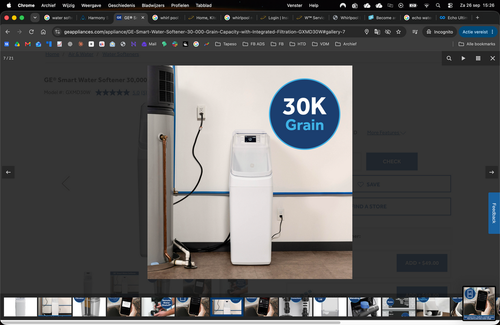 GE Smart Water Softener 30,000 Grain Capacity with Integrated Filtration