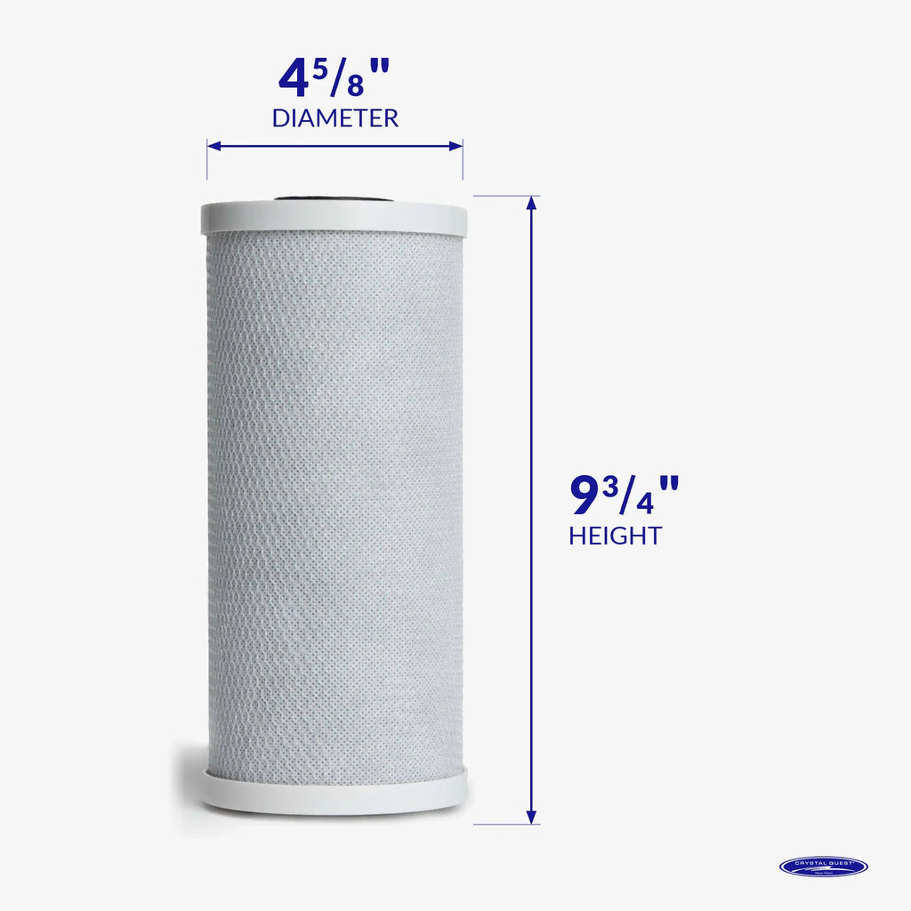 Carbon block cartridge 4-5/8 x 9-3/4 inch with diameter and height dimensions