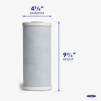 Carbon block cartridge 4-5/8 x 9-3/4 inch with diameter and height dimensions