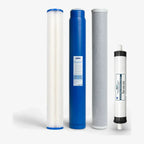 Complete replacement pack for 200 or 300 GPD whole house RO: three prefilters and a 2.5" x 14" membrane