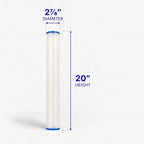 2-7/8 x 20 inch pleated sediment cartridge with diameter and height marked