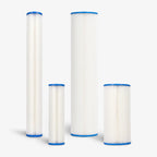 Pleated sediment filter cartridges in all four sizes side by side