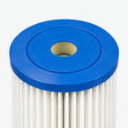 Angled view of the 4-5/8 inch pleated sediment cartridge end cap
