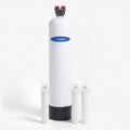 Crystal Quest whole house salt-free water conditioner with fiberglass tank and three filter housings