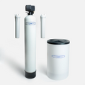 Whole house water softener with pre and post filtration, fiberglass media tank and brine tank